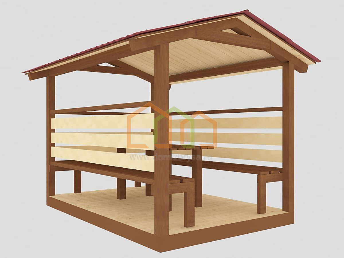 Беседка летняя 2х3 Площадь:6 м² Каркас 40х50 мм. под ключ в Воронеже